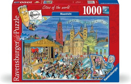 Dit is een foto van het spel Maastricht , FLeroux comic style - 1000 stukjes te koop bij Speldorado Spellenwinkel Delft