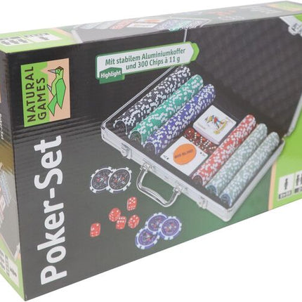 Dit is een foto van het spel Poker koffer met 300 chips - Natural Games te koop bij Speldorado Spellenwinkel Delft