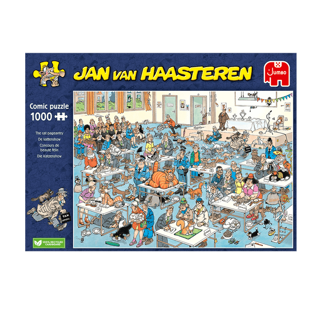 Dit is een foto van het spel De Kattenshow  -Jan van Haasteren te koop bij Speldorado Spellenwinkel Delft