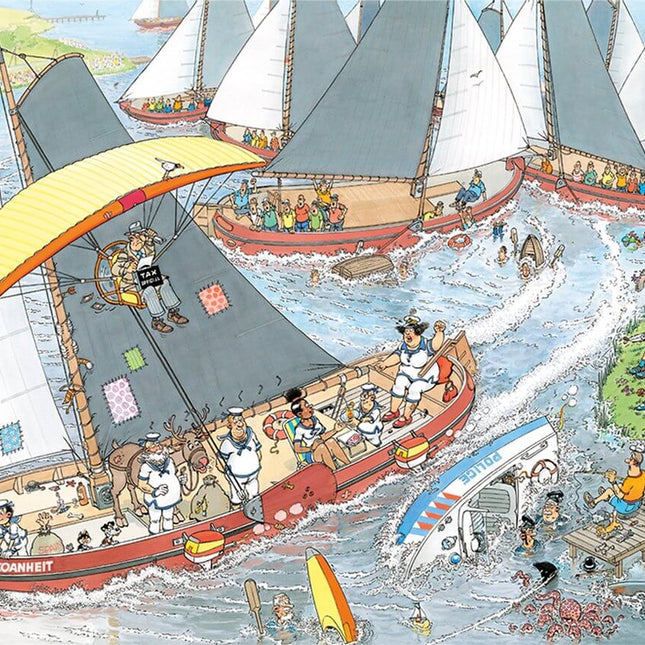 Dit is een foto van het spel De Kaasmarkt & Skûtsjesilen - Puzzel - 2x stukjes - Jan van Haasteren te koop bij Speldorado Spellenwinkel Delft