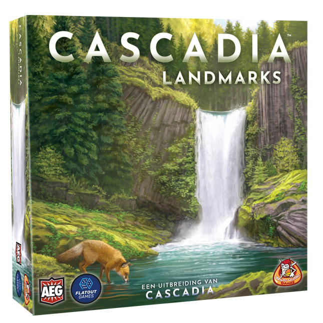 Dit is een foto van het spel Cascadia Landmarks te koop bij Speldorado Spellenwinkel Delft