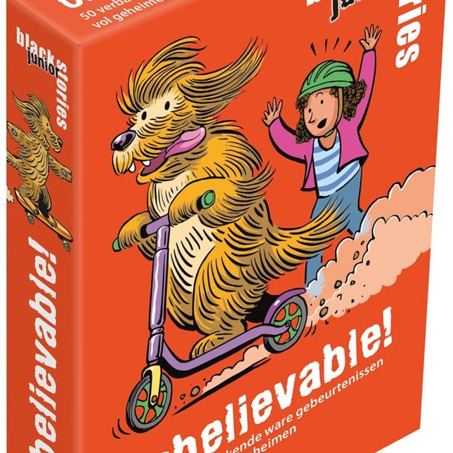 Dit is een foto van het spel black stories junior – Unbelievable! te koop bij Speldorado Spellenwinkel Delft