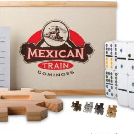 Dit is een foto van het spel Natural Games Mexicaanse Trein Domino met 66 stukken te koop bij Speldorado Spellenwinkel Delft