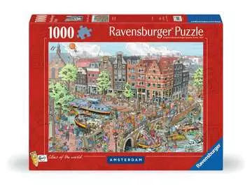 Dit is een foto van het spel Amsterdam , FLeroux comic style - 1000 stukjes te koop bij Speldorado Spellenwinkel Delft