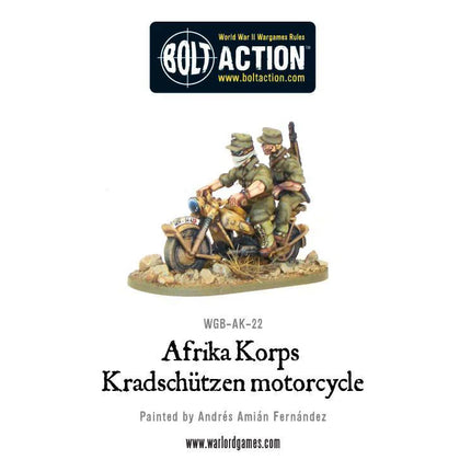Dit is een foto van het spel Afrika Korps Kradschutzen Motorcycle te koop bij Speldorado Spellenwinkel Delft