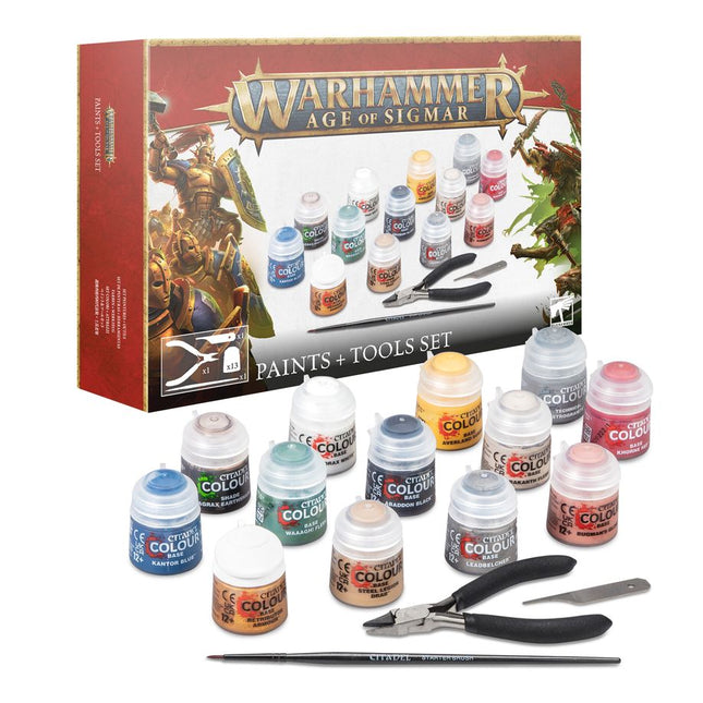Dit is een foto van het spel Paints + Tools (Can/Pol/Scanda) - Age of Sigmar te koop bij Speldorado Spellenwinkel Delft