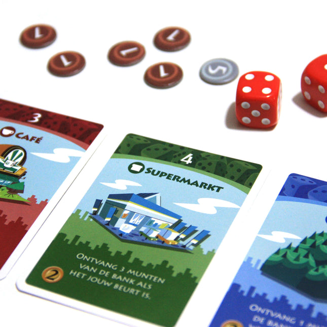 Dit is een foto van het spel Machi Koro te koop bij Speldorado Spellenwinkel Delft