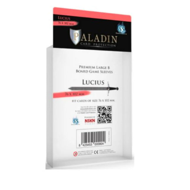 Dit is een foto van het spel Lucius -76X102Mm Premium Large B (55 Sleeves) Paladin Sleeves te koop bij Speldorado Spellenwinkel Delft