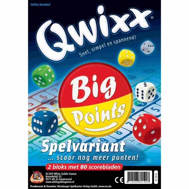 Dit is een foto van het spel Qwixx Big Points  bloks te koop bij Speldorado Spellenwinkel Delft