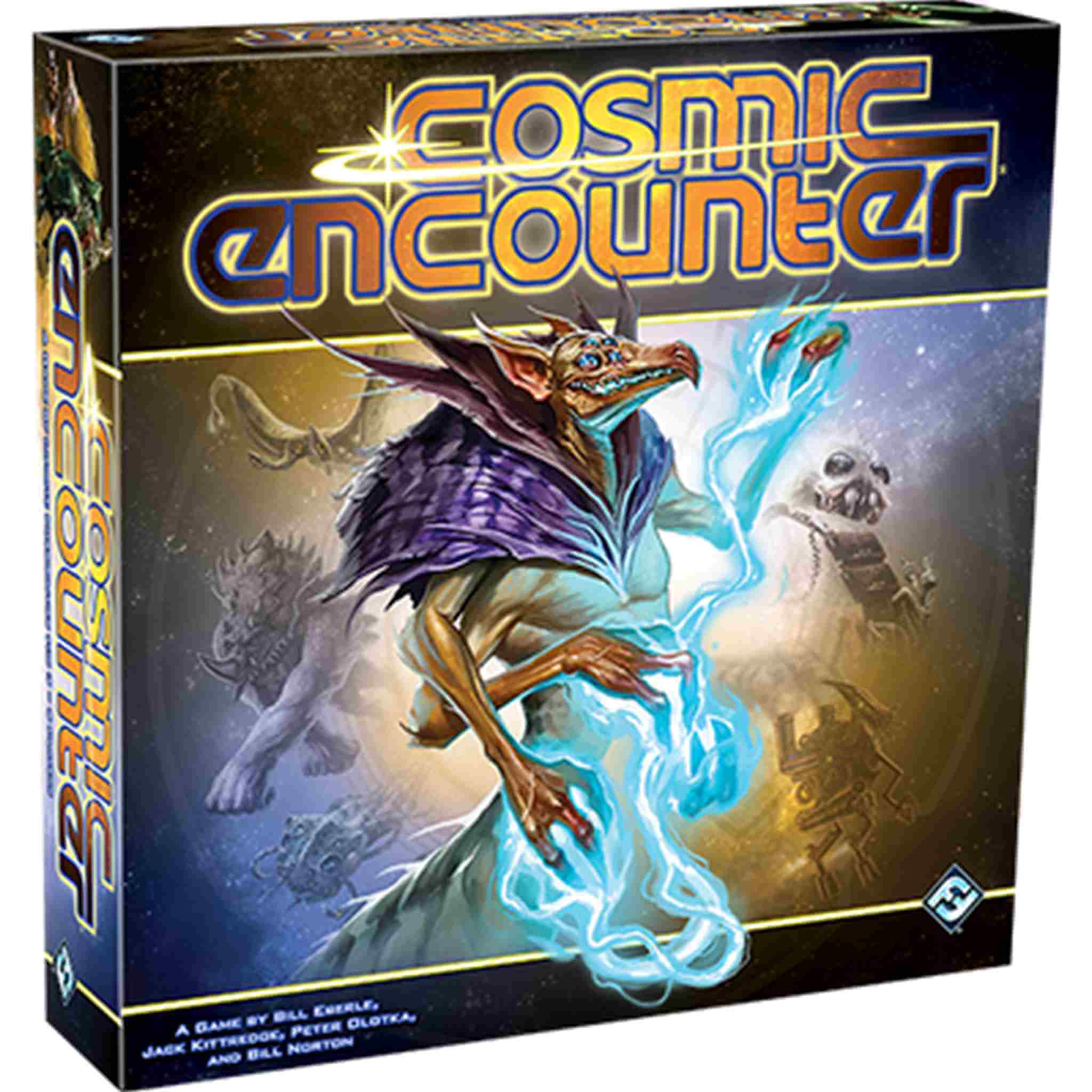 Cosmic Encounter speloverzicht met alien kaarten", "Spelers beleven spanning in Cosmic Encounter spelronde