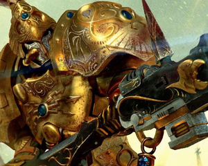 Warhammer Adeptus Custodes miniaturen – Trajann Valoris, Custodian Guard, Allarus Custodians en Caladius Grav‑tank bij Speldorado