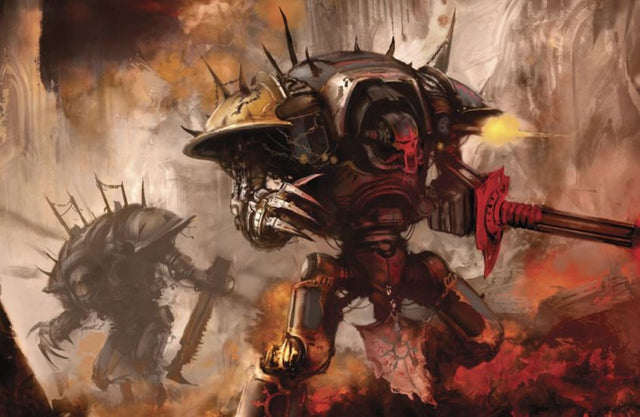 Chaos Knights collectie – verwoestende Chaos Knight met Traitoris Lance iconografie bij Speldorado
