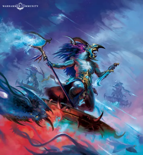 Disciples of Tzeentch miniaturen – Kairos Fateweaver, Tzaangor, destiny dice bij Speldorado