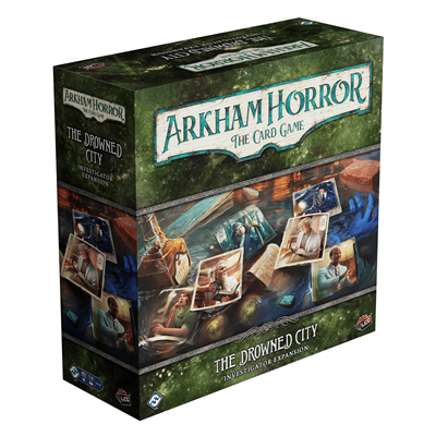 Dit is een foto van het spel Arkham Horror LCG The Drowned City Invest. Exp. te koop bij Speldorado Spellenwinkel Delft