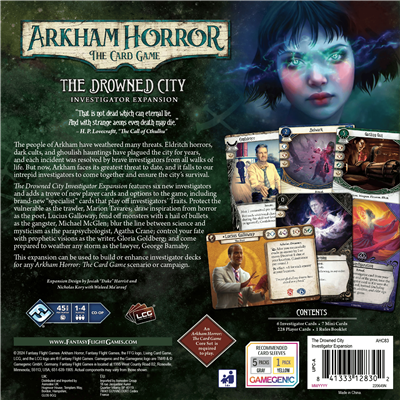 Dit is een foto van het spel Arkham Horror LCG The Drowned City Invest. Exp. te koop bij Speldorado Spellenwinkel Delft