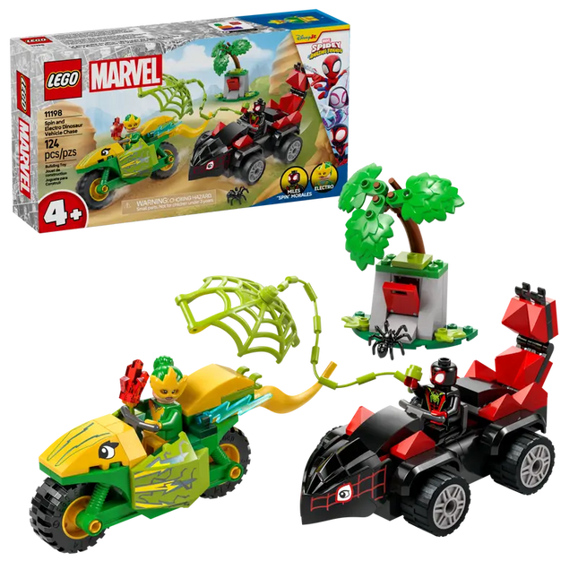 Spin en Electri achtervolging met dinosaurusvoertuigen - 11198 - Marvel