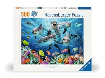 Dit is een foto van het spel Dolfijnen in het koraalrif - 500 stukjes te koop bij Speldorado Spellenwinkel Delft