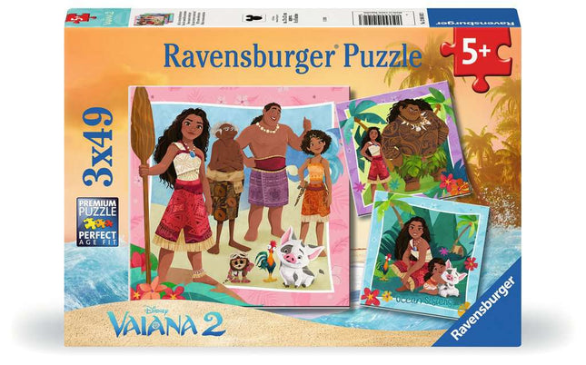 Dit is een foto van het spel Disney Vaiana 2 - 3x49 stukjes te koop bij Speldorado Spellenwinkel Delft