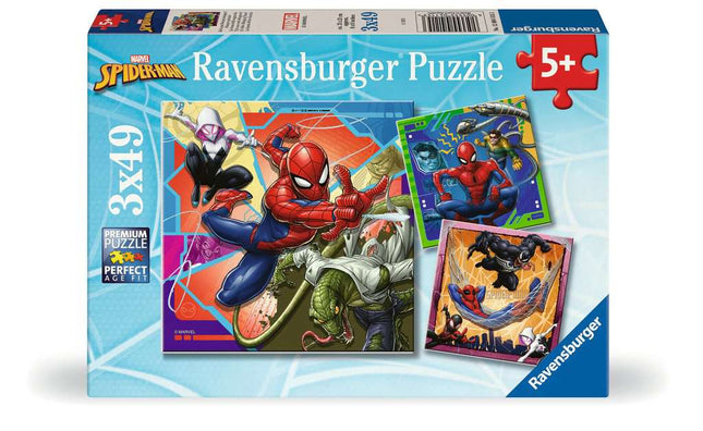 Dit is een foto van het spel Spider-Man - 3x49 stukjes te koop bij Speldorado Spellenwinkel Delft