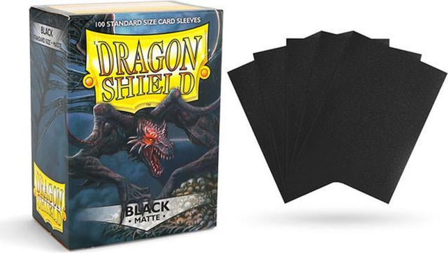 Dit is een foto van het spel Sleeves Matte - Black (100ct) - Dragon Shield te koop bij Speldorado Spellenwinkel Delft