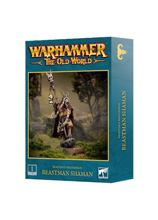Dit is een afbeelding van het miniatuur Beastman shaman - beastmen brayherds: voor het spel Warhammer, te koop bij Tabletop Miniature Wargames spellenwinkel Speldorado in delft