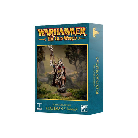 Dit is een afbeelding van het miniatuur Beastman shaman - beastmen brayherds: voor het spel Warhammer, te koop bij Tabletop Miniature Wargames spellenwinkel Speldorado in delft