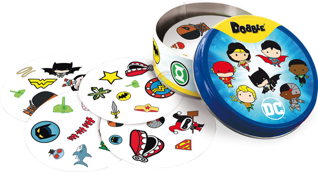 Dit is een foto van het spel Dobble DC te koop bij Speldorado Spellenwinkel Delft