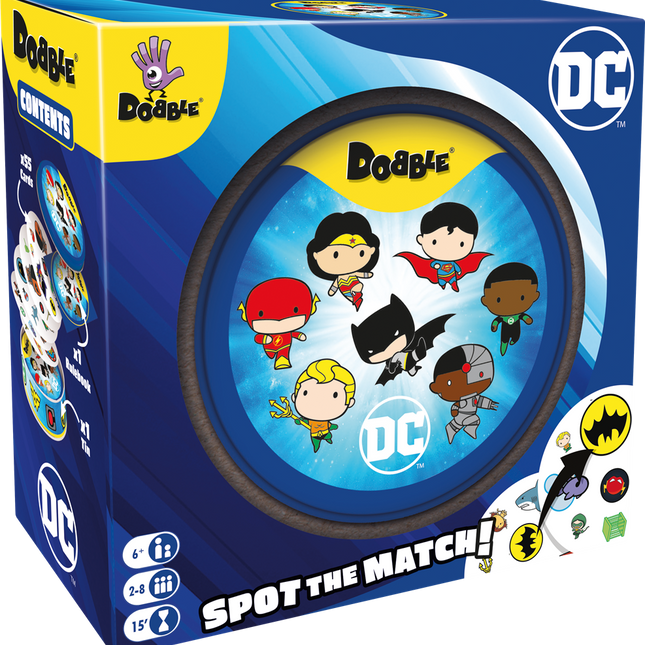 Dit is een foto van het spel Dobble DC te koop bij Speldorado Spellenwinkel Delft