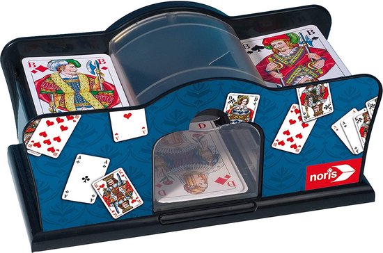 Dit is een foto van het spel Noris Kaartenschudder Elektrisch 46 X 36 Cm Blauw te koop bij Speldorado Spellenwinkel Delft