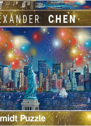 Vuurwerk bij het Vrijheidsbeeld, 1000 stukjes Puzzel