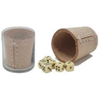 Dobbelen  Dobbelbeker-set mini 5 cm. naturel leder. - Kunststof - uitvoering