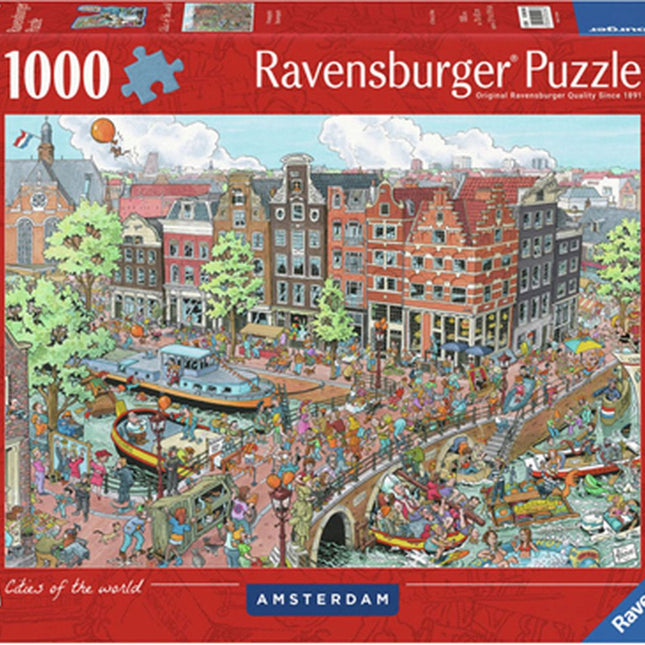 Dit is een foto van het spel Rotterdam , FLeroux comic style - 1000 stukjes te koop bij Speldorado Spellenwinkel Delft