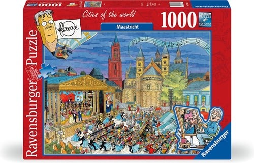Dit is een foto van het spel Maastricht , FLeroux comic style - 1000 stukjes te koop bij Speldorado Spellenwinkel Delft