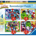 Dit is een foto van het spel Spidey and his Amazing Friends - 4 Puzzels 12+16+20+24 stukjes te koop bij Speldorado Spellenwinkel Delft