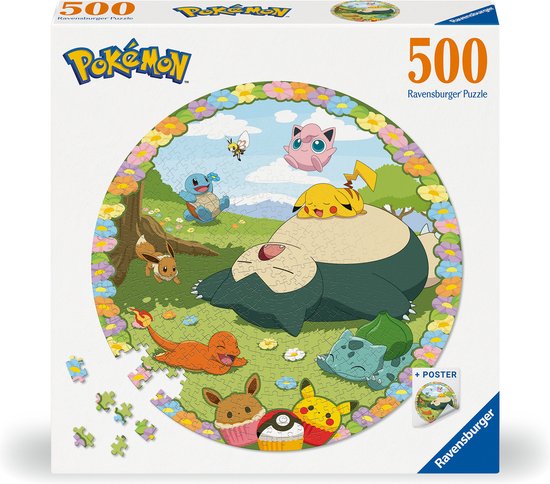 Dit is een foto van het spel Pokemon - 500 stukjes ronde puzzel te koop bij Speldorado Spellenwinkel Delft