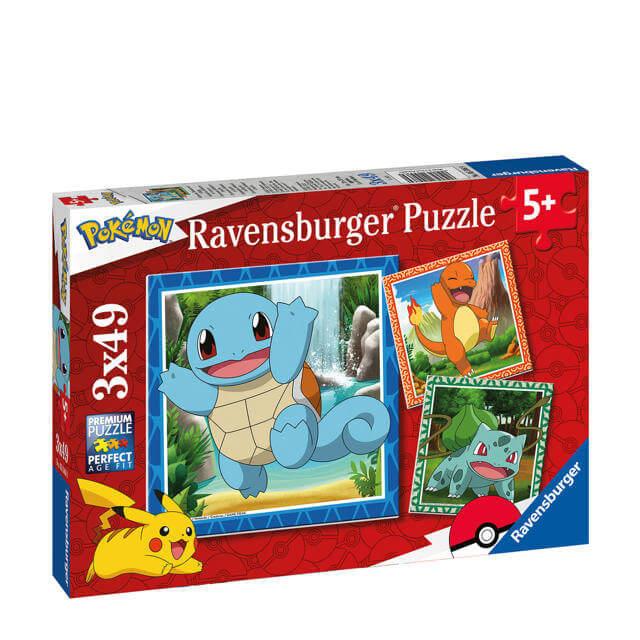 Dit is een foto van het spel Pokemon: Charmander, Bulbasaur and Squirtle - 3x49 stukjes te koop bij Speldorado Spellenwinkel Delft