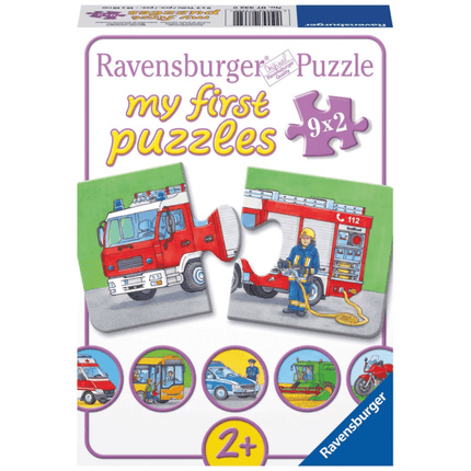 Dit is een foto van het spel Speciale voertuigen - My first puzzles (9 x 2 stukjes) te koop bij Speldorado Spellenwinkel Delft
