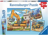 Dit is een foto van het spel Grote bouwvoertuigen - 3x49 stukjes te koop bij Speldorado Spellenwinkel Delft