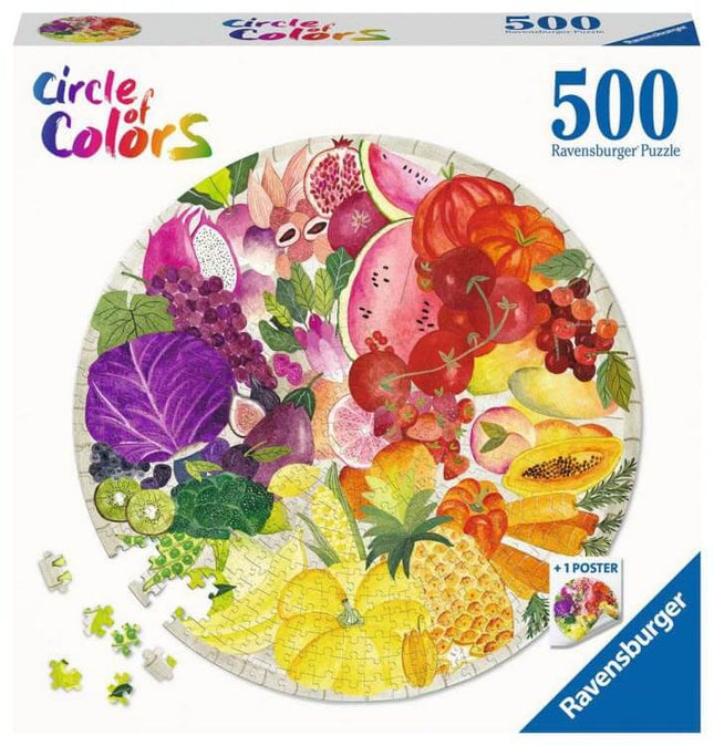 Round Puzzle Circle Of Colors Fruits & Vegetables 500 Stukjes Ronde 171699, 171699 van Ravensburger te koop bij Speldorado !