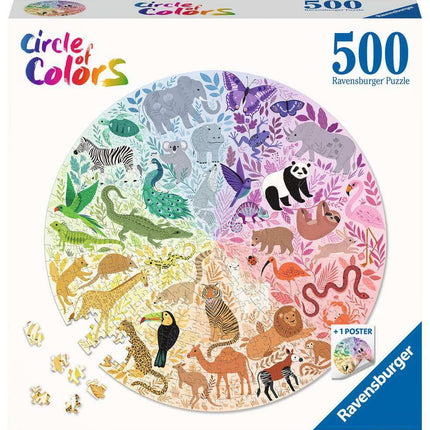 Round Puzzle Circle Of Colors Animals 500 Stukjes Ronde 171729, 171729 van Ravensburger te koop bij Speldorado !