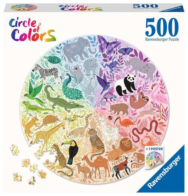 Round Puzzle Circle Of Colors Animals 500 Stukjes Ronde 171729, 171729 van Ravensburger te koop bij Speldorado !