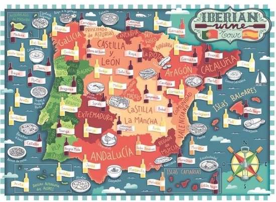 Dit is een foto van het spel Map of Iberia - Wines te koop bij Speldorado Spellenwinkel Delft