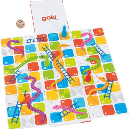 Goki XXL Slangen en Ladders in Kubus Bordspel