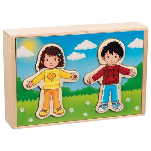 Aankleed puzzel in houten doos