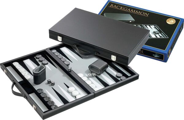 Dit is een foto van het spel Philos Backgammon Koffer Grijs te koop bij Speldorado Spellenwinkel Delft