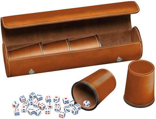 Dobbelen  Dobbelbeker Kunstleer Bruin (set 5 stuks) - Kunststof - uitvoering
