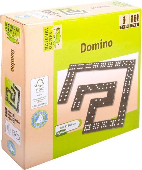 Dit is een foto van het spel Houten Domino, 55 Stenen - Natural Games te koop bij Speldorado Spellenwinkel Delft