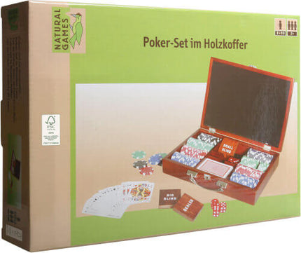 Dit is een foto van het spel Pokerset houten koffer te koop bij Speldorado Spellenwinkel Delft