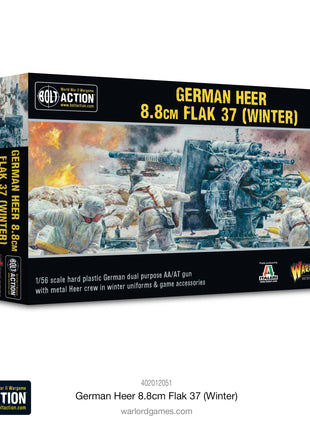 German Heer (Winter) 8.8cm Flak 37 voor Bolt Action - duitsers artillery schaal 1:58 miniatuur