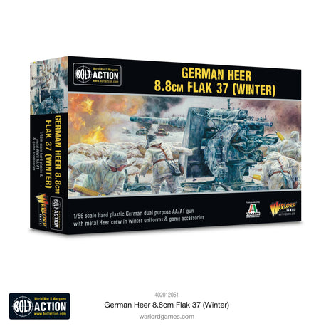 German Heer (Winter) 8.8cm Flak 37 voor Bolt Action - duitsers artillery schaal 1:58 miniatuur